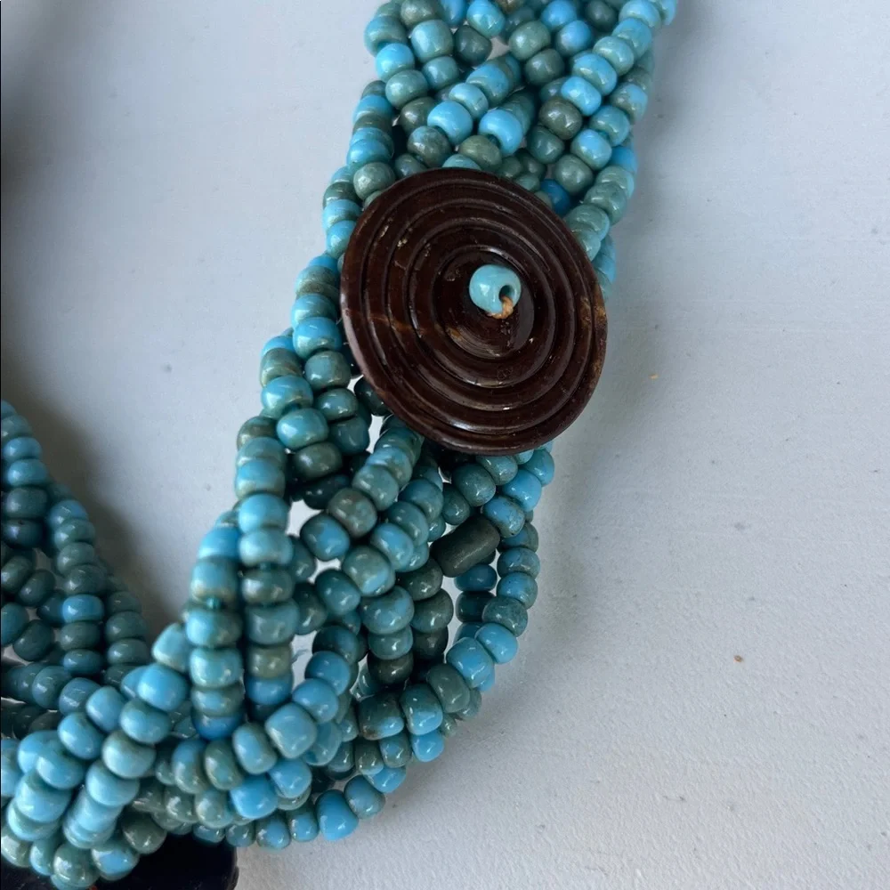 Blue Braided Beaded Red Rope Belt